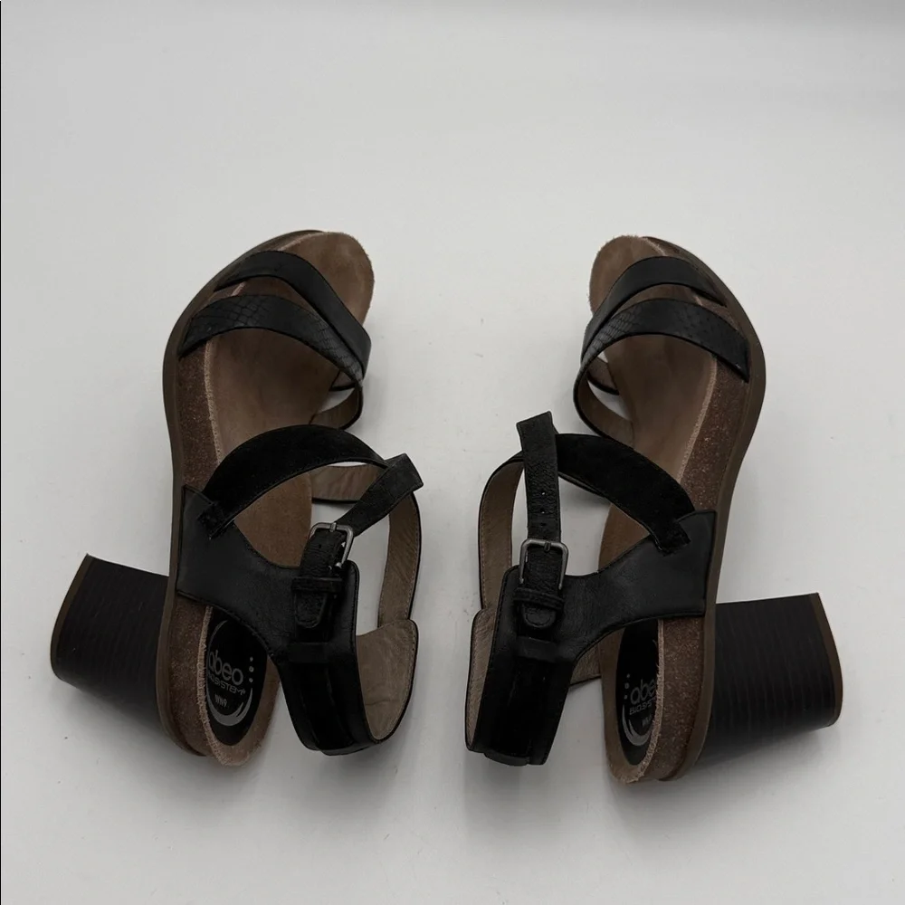 Obeo  Black Strappy Heels sandal women 9N Leather upper casual office comfort